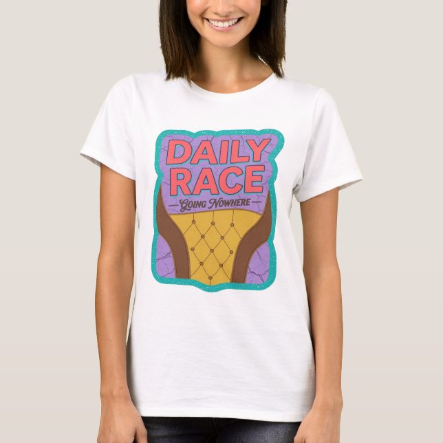 Camiseta Design de texto DAILY RACE Rosa Engraçado (Frente)