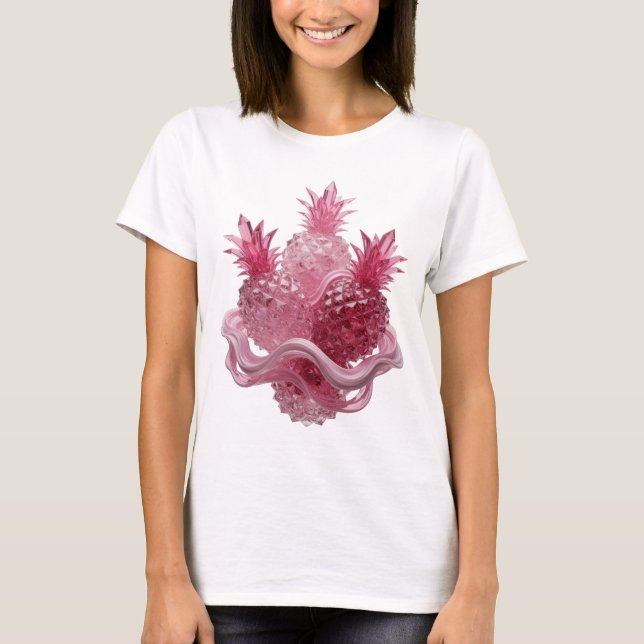 Camiseta Design de texto de ABACAXIS DE VIDRO ROSA Prata Ch (Frente)