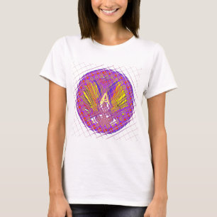 Camiseta Design de texto de logotipo colorido letra A
