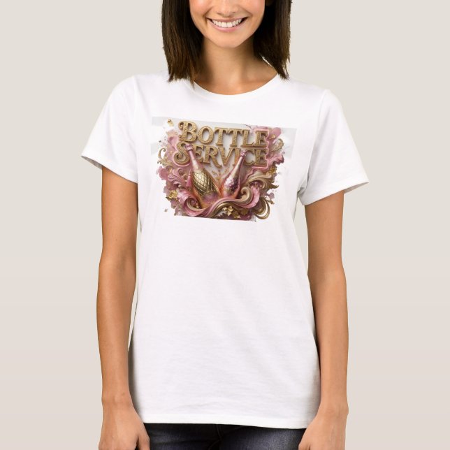 Camiseta Design de texto de SERVIÇO DE GARRAFA Vermelho Ele (Frente)