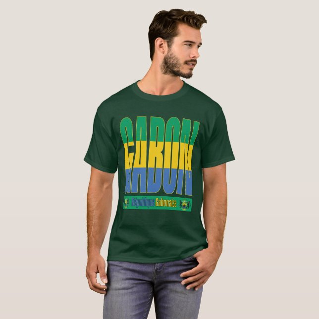 Camiseta Design de texto de Sinalizador Gabão (Frente Completa)