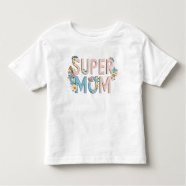 Camiseta Design de texto floral para Super Mãe