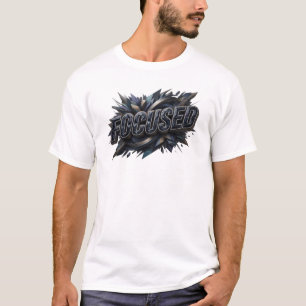 Camiseta Design de texto FOCADO em azul marinho icônico