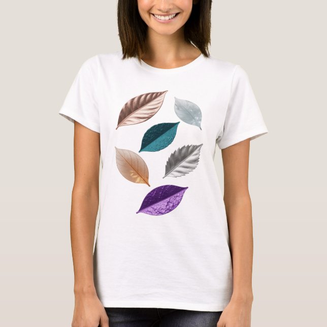 Camiseta Design de texto folhagem prateado espirituoso (Frente)