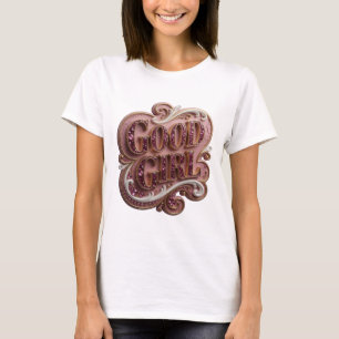 Camiseta Design de texto GOOD GIRL em Ouro Moderno