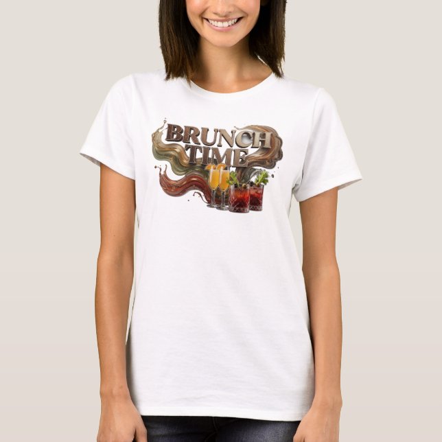 Camiseta Design de texto icônico laranja HORA DO BRUNCH (Frente)