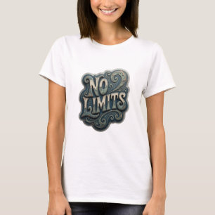 Camiseta Design de texto icônico 'SEM LIMITES' prateado