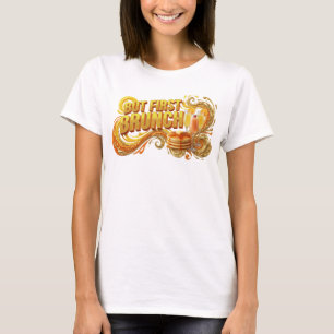 Camiseta Design de texto laranja elegante MAS PRIMEIRO BRUN