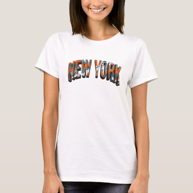 Camiseta Design de Texto Laranja Limpo NEW YORK (Frente)