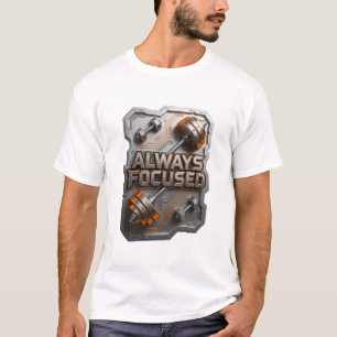 Camiseta Design de texto Limpo Prata SEMPRE FOCADO