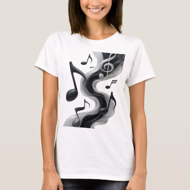 Camiseta Design de texto MUSIC IN MOTION Prateado Espirituo (Frente)