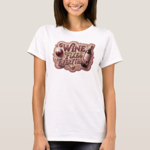 Camiseta Design de texto Ouro Limpo VINHO CORRIGE TUDO