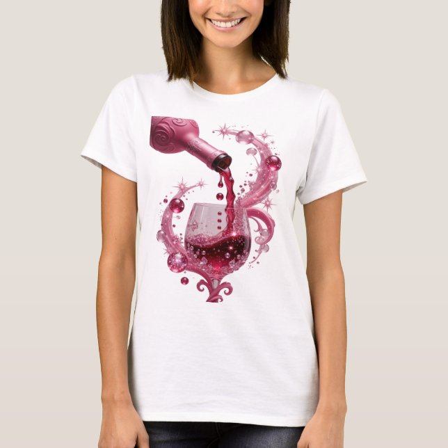 Camiseta Design de texto PINK WINE em prata ousado (Frente)
