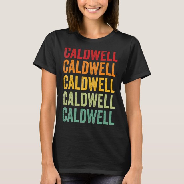 Camiseta Design de texto Rainbow do Condado de Caldwell (Frente)