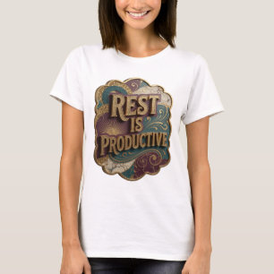 Camiseta Design de texto RESTO É PRODUTIVO em Dourado Vibra