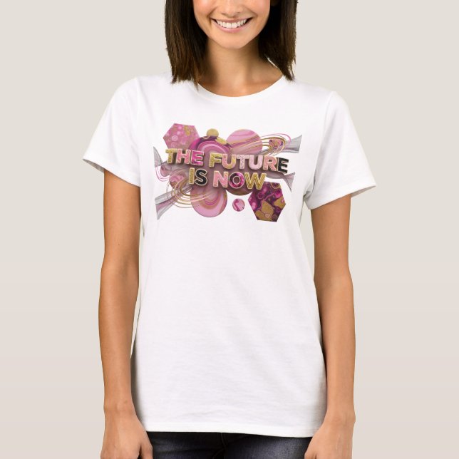 Camiseta Design de texto Rosa Intenso O FUTURO É AGORA (Frente)
