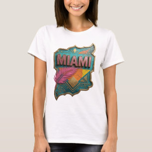 Camiseta Design de Texto Rosa MIAMI na Moda v2