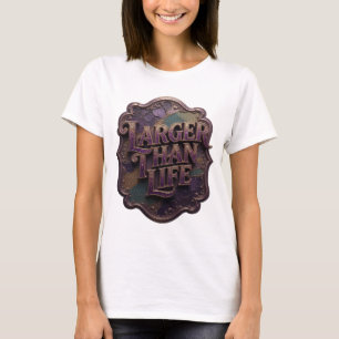 Camiseta Design de texto Roxo ATRAPALHANTE LARGER THAN LIFE