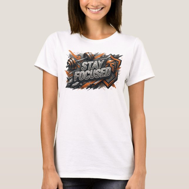 Camiseta Design de texto STAY FOCUSED em rosa forte (Frente)