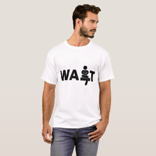 Camiseta Design de texto "WAIT" simples moderno em preto e 