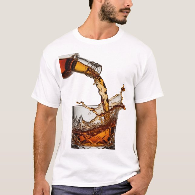 Camiseta Design de texto WHISKY SPLASH prateado moderno (Frente)