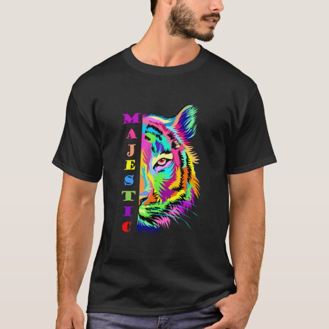 Camiseta Design de tigre multicolorido (Frente)