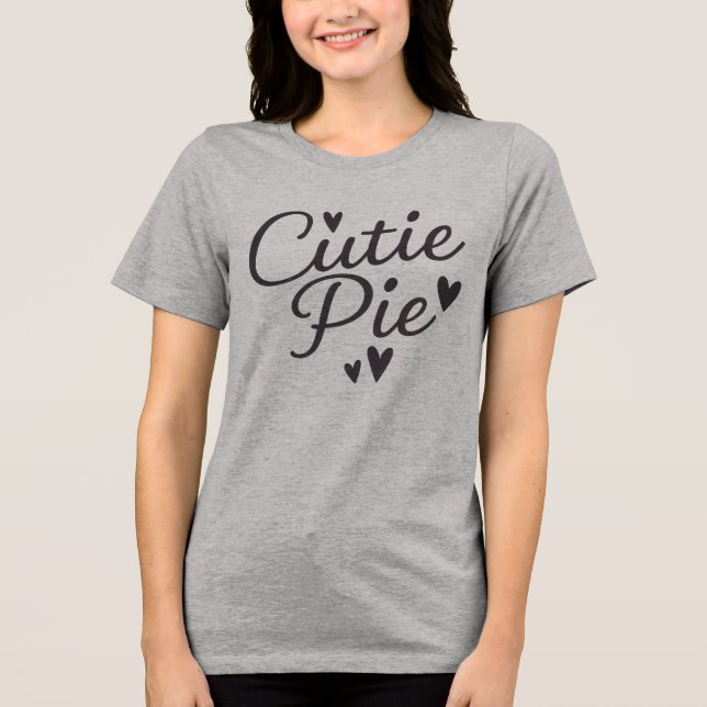 Camiseta Design de Tipografia "Cutie Pie" Romântica (Frente)
