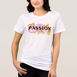 Camiseta Design de Tipografia Floral Paixão – Elegante Moti