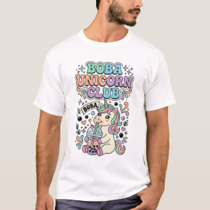 Camiseta Design de Tipografia Kawaii Clube Unicórnio Boba U