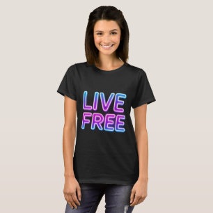 Camiseta Design de tipografia neon Live Free