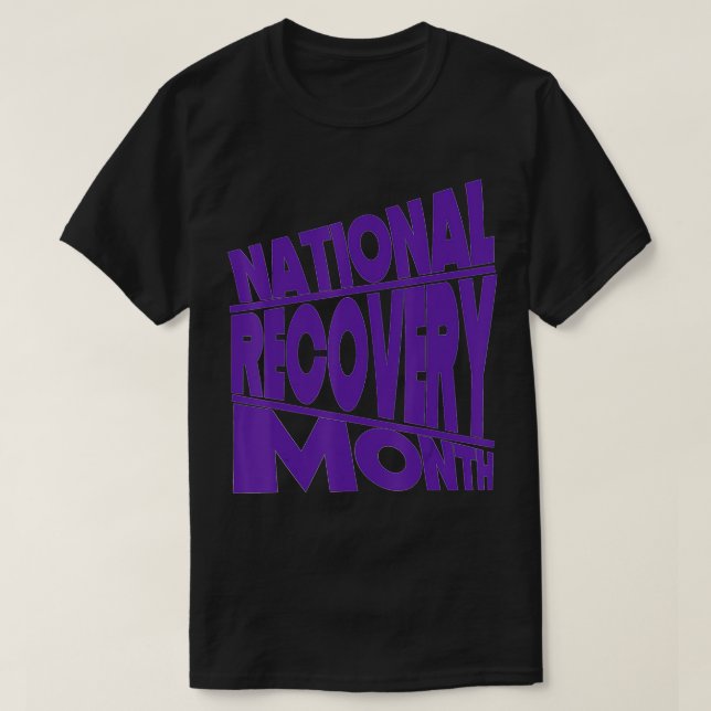 Camiseta Design de Tipografia Roxo Mês de Recuperação Nacio (Frente do Design)