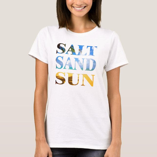 Camiseta design de topo da praia de verão de areia salgada (Frente)