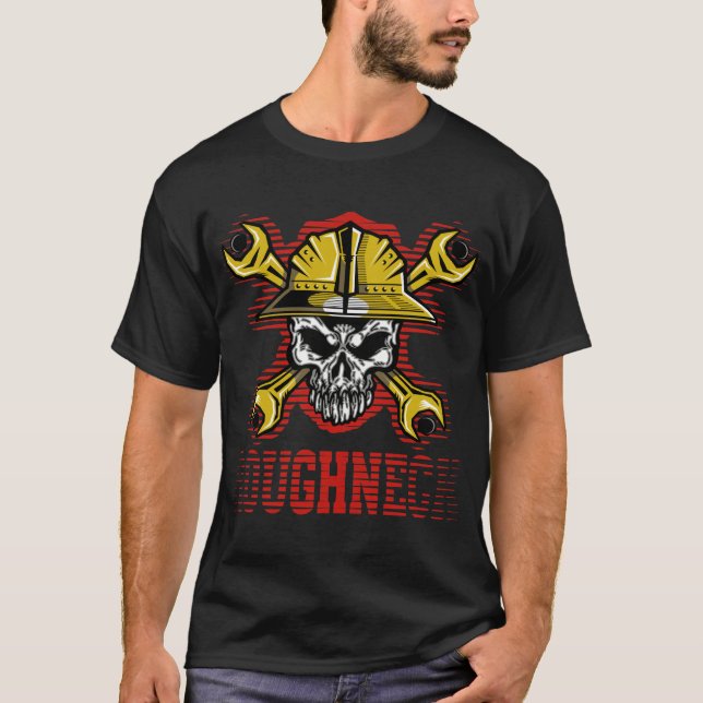 Camiseta design de trabalhador braçal com caveira e capacet (Frente)