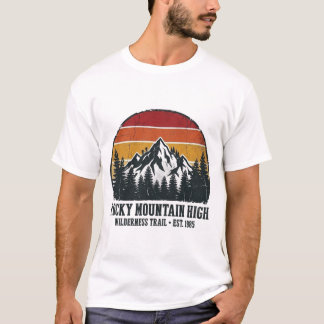 Camiseta Design de Trilha Vintage de Alta Montanha Rochosa