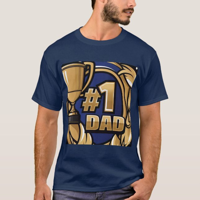 Camiseta Design de Troféus de Pai Número Um (Frente)