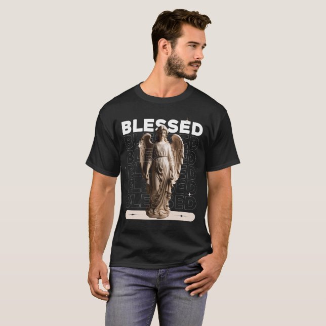 Camiseta Design de Tshirt clássica da Estátua do Anjo Abenç (Frente Completa)
