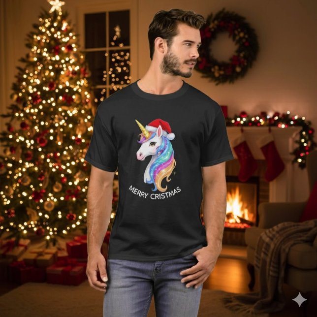 Camiseta Design de Unicórnio Feliz Natal (Criador carregado)