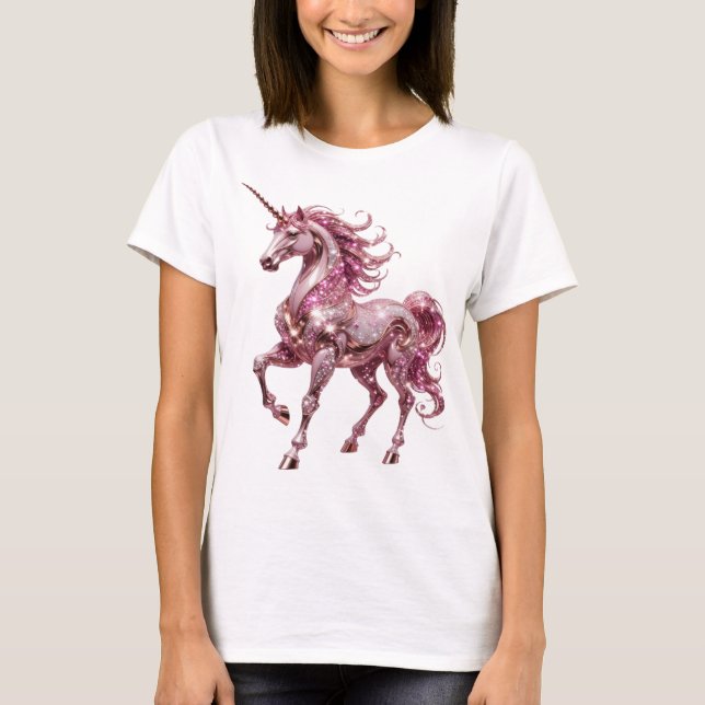 Camiseta Design de UNICÓRNIO Prateado que Chama a Atenção (Frente)