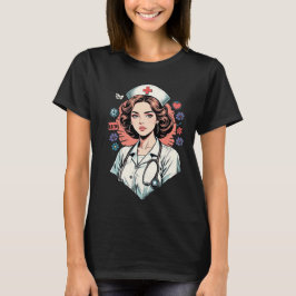 Camiseta design de uniforme de enfermeiro retrô