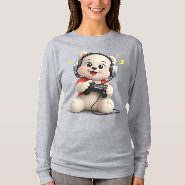 Camiseta Design de Urso de Pelúcia Adorável e Fofo (Frente)