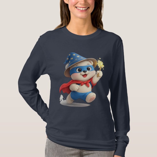 Camiseta Design de Urso de Pelúcia Adorável e Fofo (Frente)