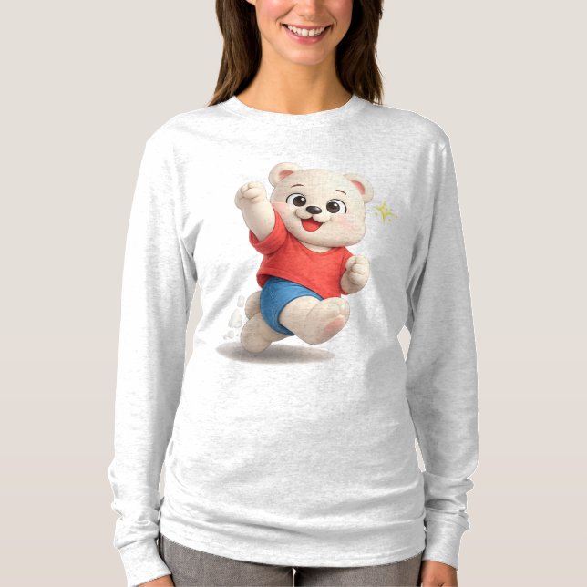 Camiseta Design de Urso de Pelúcia Adorável e Fofo (Frente)