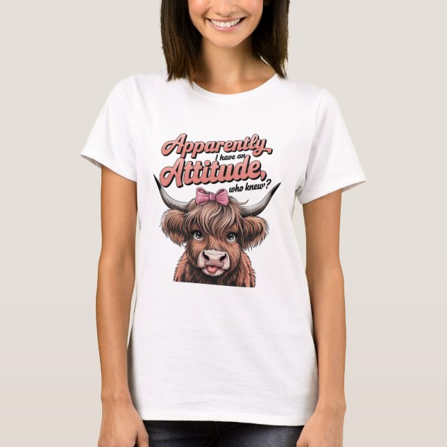 Camiseta Design de Vaca Engraçado - Aparentemente Atitude C (Frente)
