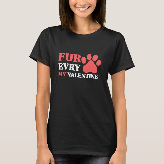 Camiseta Design de Valentine com Pata de Cachorro Fofo para (Frente)