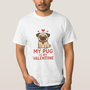 Camiseta Design de Valentine's Day de Pug Fofo – Meu Pug é 