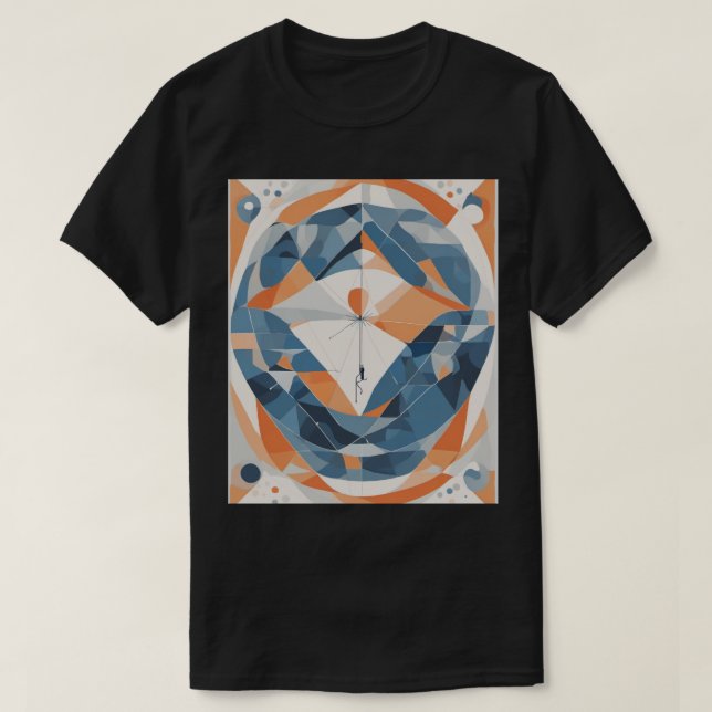 Camiseta Design de vara de pesca de peixe geométrico abstra (Frente do Design)