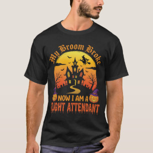 Camiseta Design de Vassoura de Bruxa para Comissária de Bor