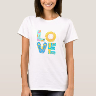 Camiseta Design de Verão AMOR - Girassol, Sacudir Flop & Be