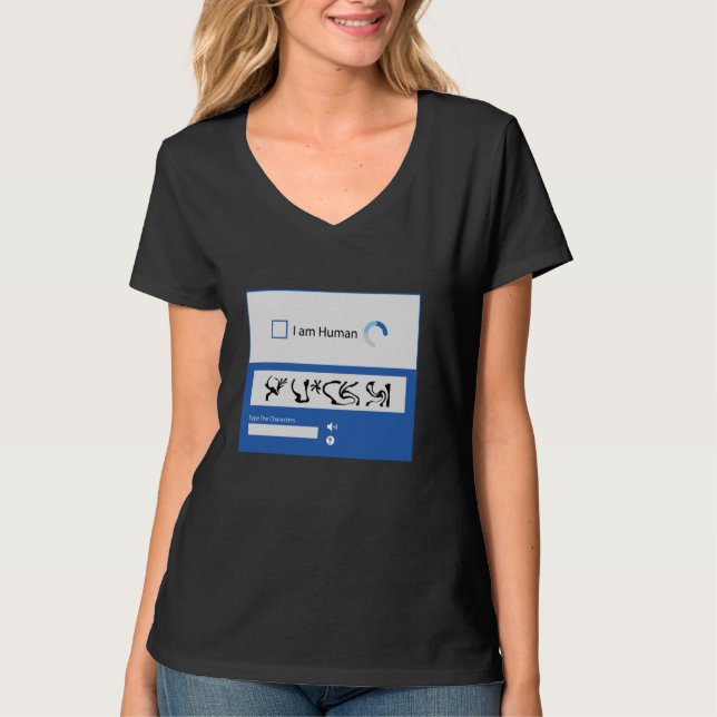 Camiseta Design de Verificação Captcha Sou Humano (Frente)