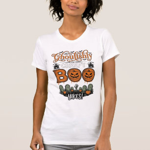 Camiseta Design de Vetor Assustador Fofo de Pequeno Boo Yah